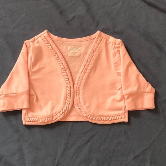 Children's Place Pink Bolero Short Cropped Jacket Long Sleeves Size 12-18M - Picture 7 of 14